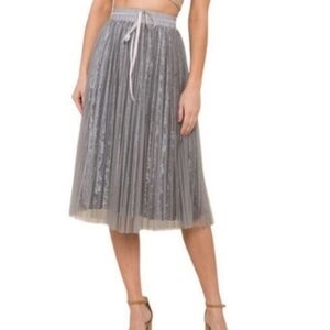 Raga Anthropologie Pleated Velvet Tulle Skirt